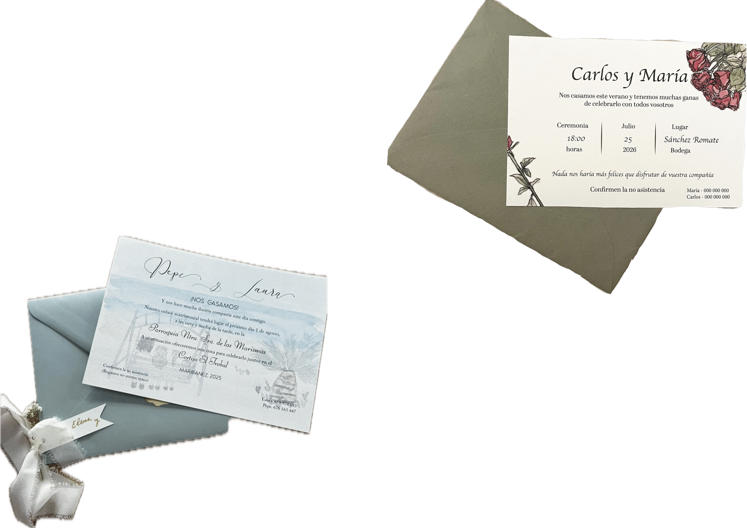 Invitaciones personalizadas de boda en acuarela