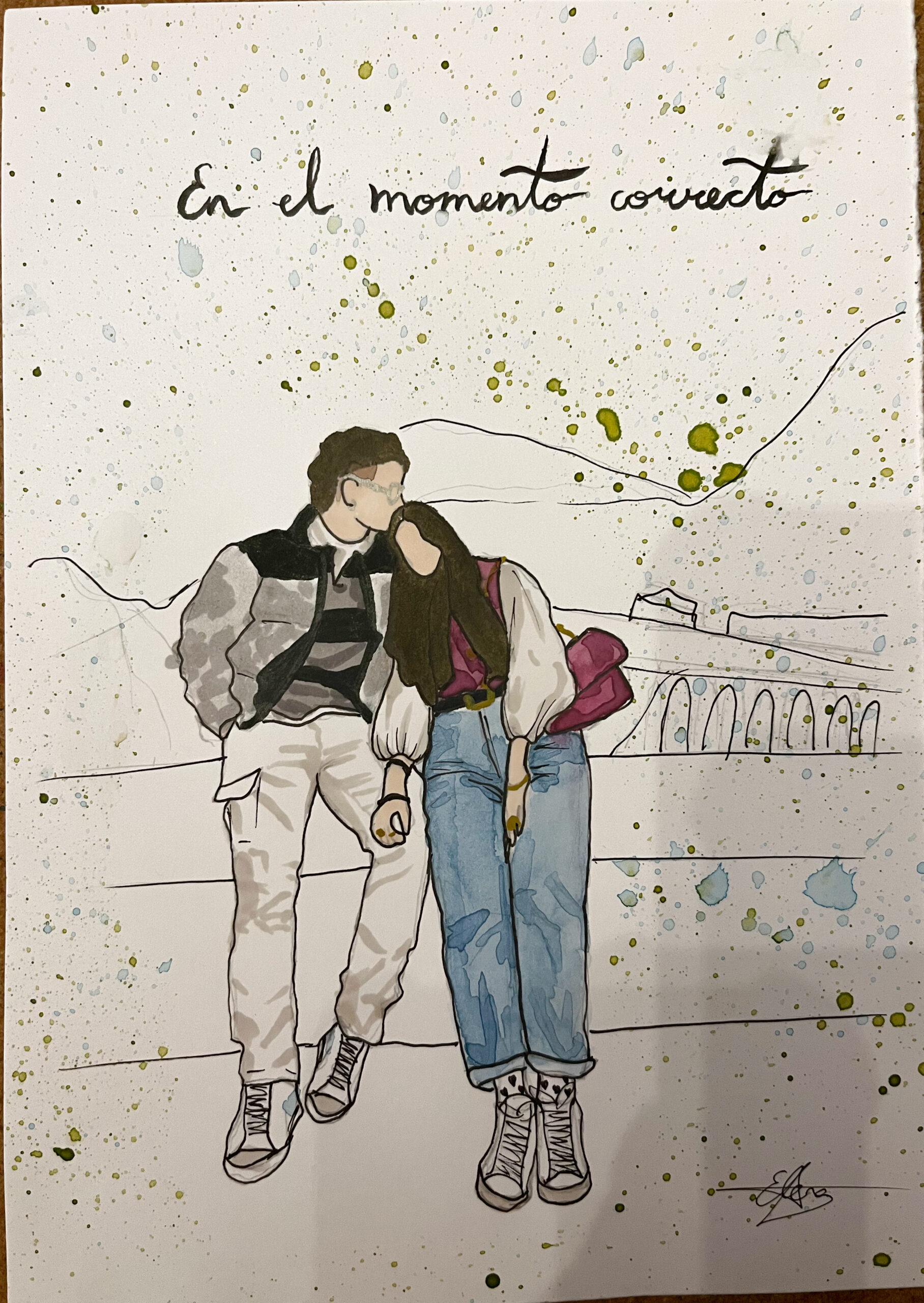Lámina personalizada a acuarela hecha a mano, ilustración original Trazos Eternos Sevilla